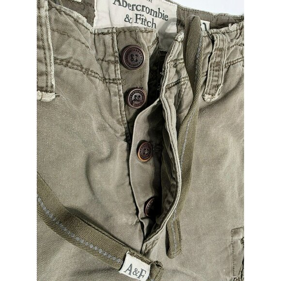 Y2K Abercrombie Fitch Cargo Shorts Mens 31 Military Paratrooper Distressed Green - Picture 4 of 14